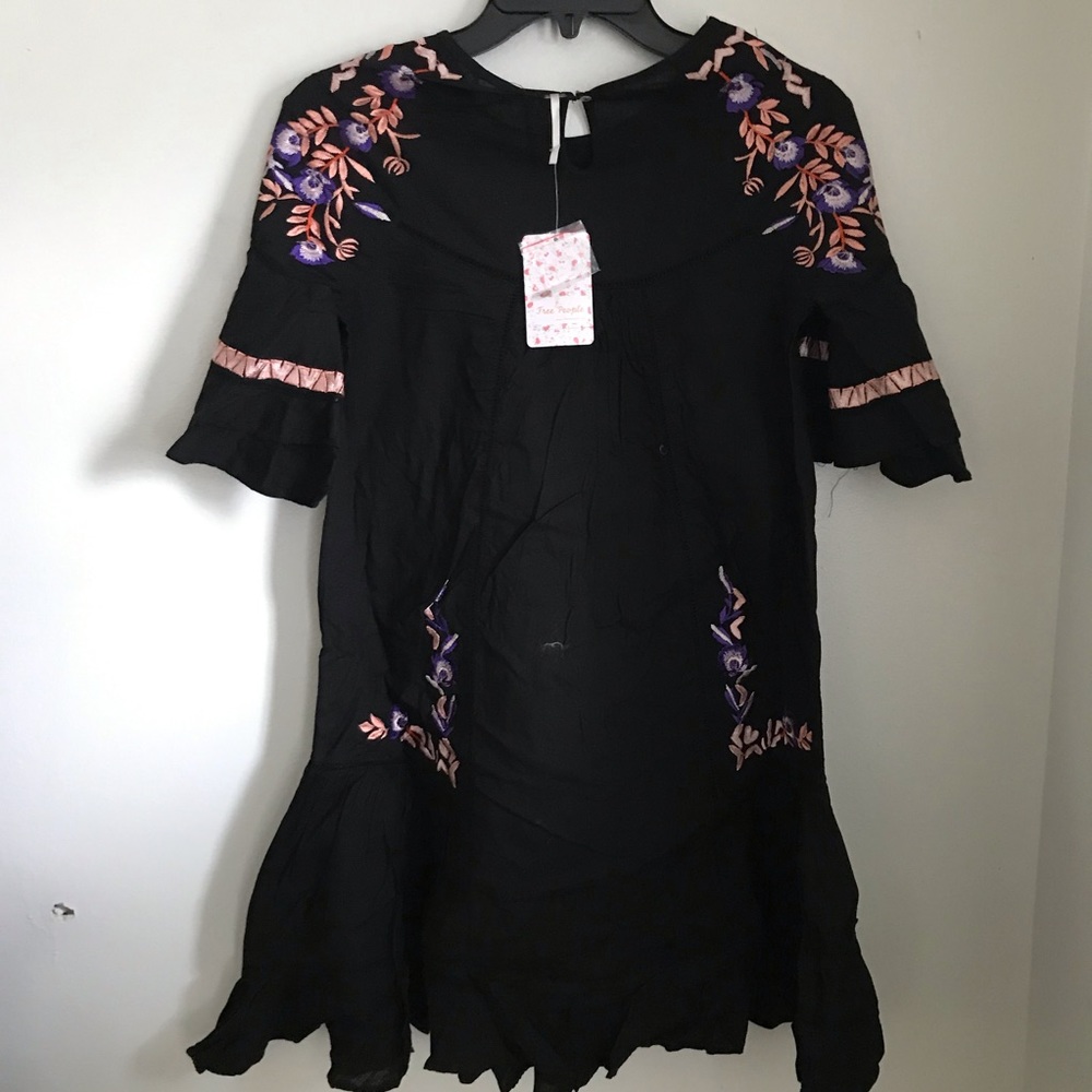 Free People Ruffle Sleeve embroidered Dress